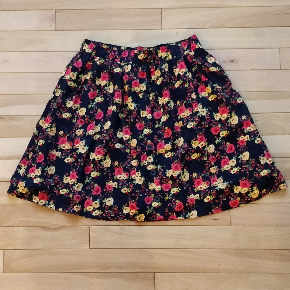 Floral A-Line Skirt with Pockets